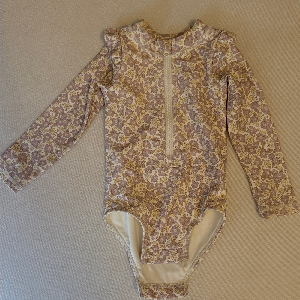 Quincy Mae Floral Long Sleeve Kids One Piece
